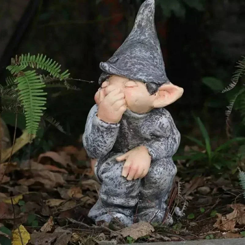 Outdoors Resin Statue Naughty Knome Figurine Garden Ornament