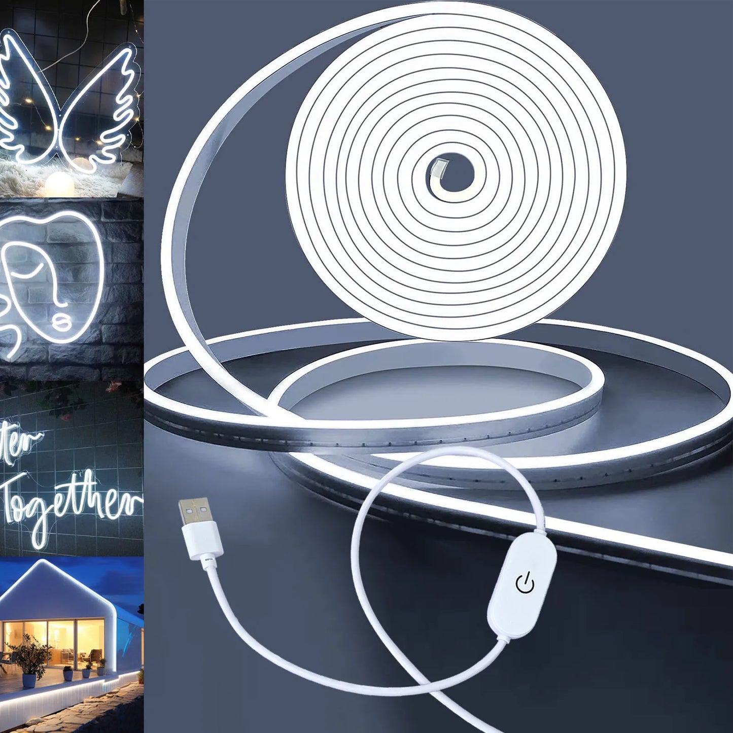 LED Strip Neon Light USB DC 5V Waterproof Dimmable Touch Sensor