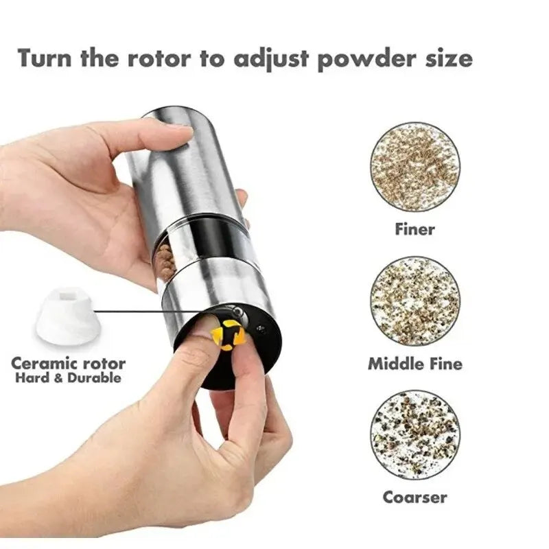 Stainless Steel Electric Pepper Grinder for Spices and Sea Salt