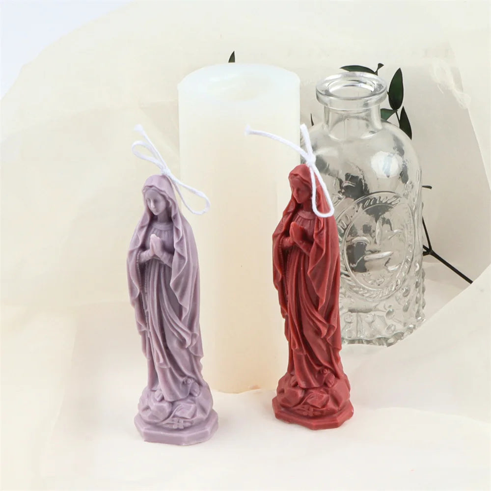 Religious Blessed Virgin Mary Candle Silicone Mold for Crafts