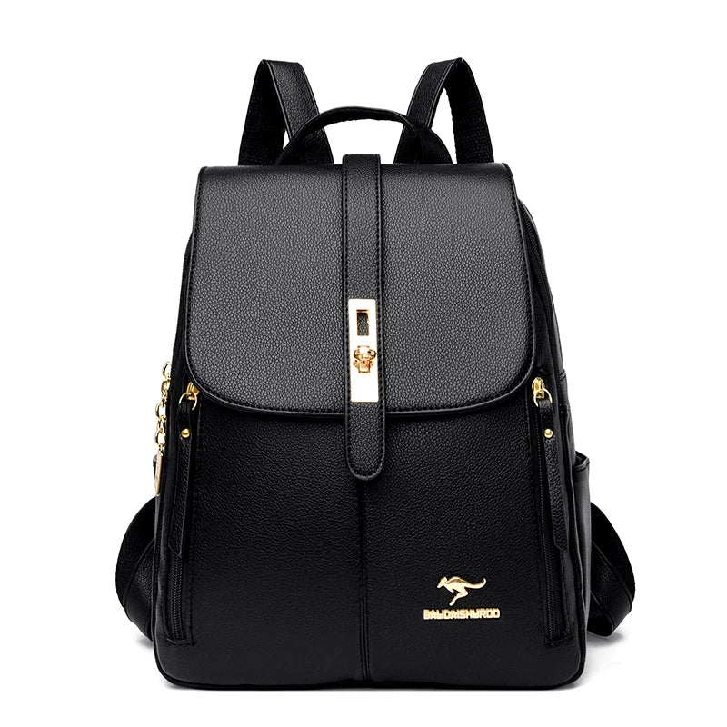 Luxury Women Leather Backpacks for Girls Casual Daypack