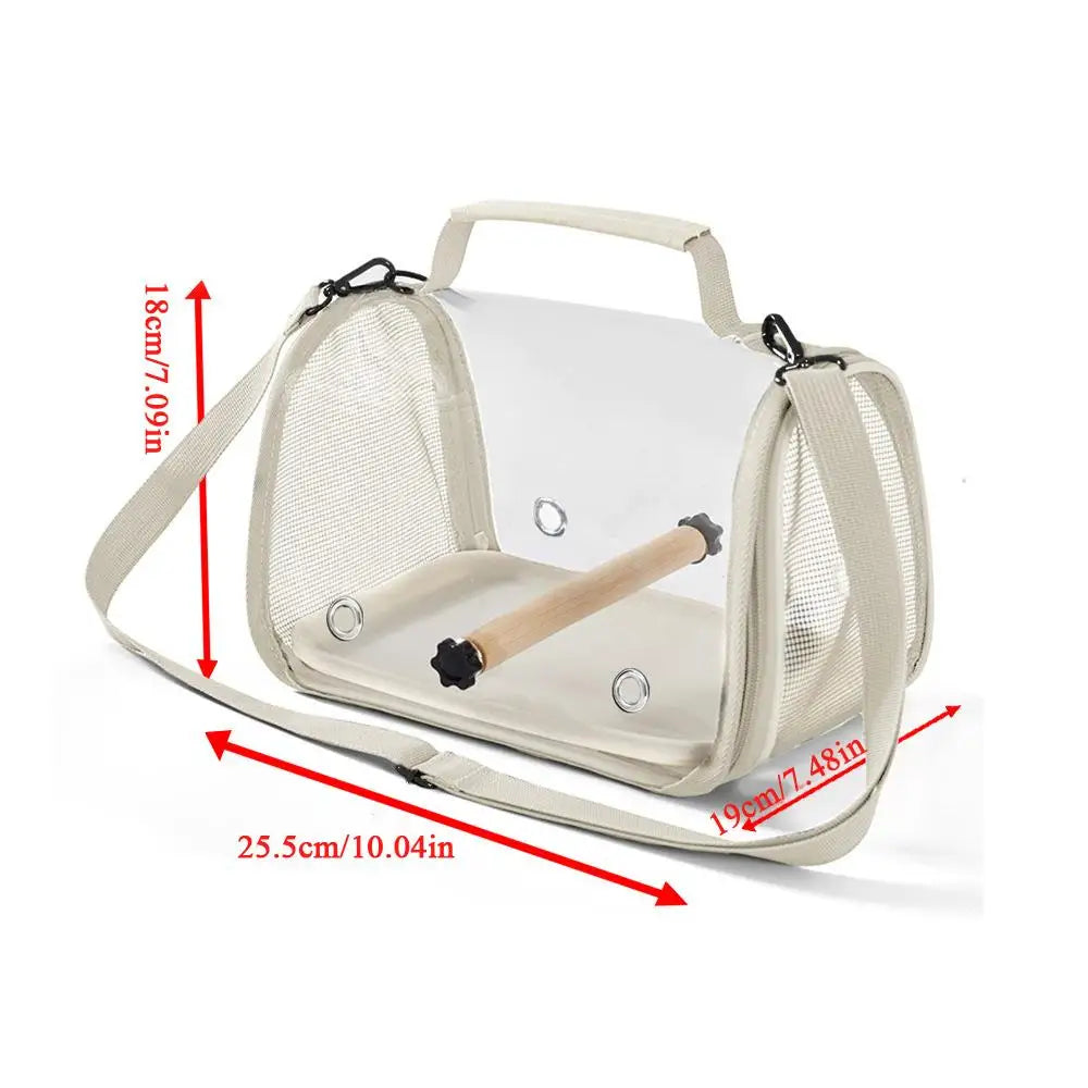 Breathable Foldable Parrot Carrier Bag With Stand And Tray Travel Bag Clear Bird Parrot Transport Cage Outdoor Bird Carrier