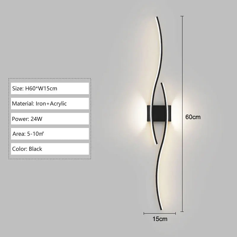 Indoor LED Wall Lights Modern Wall Sconces for Bedroom and Corridor Black Gold White Finish Stylish Indoor Lighting