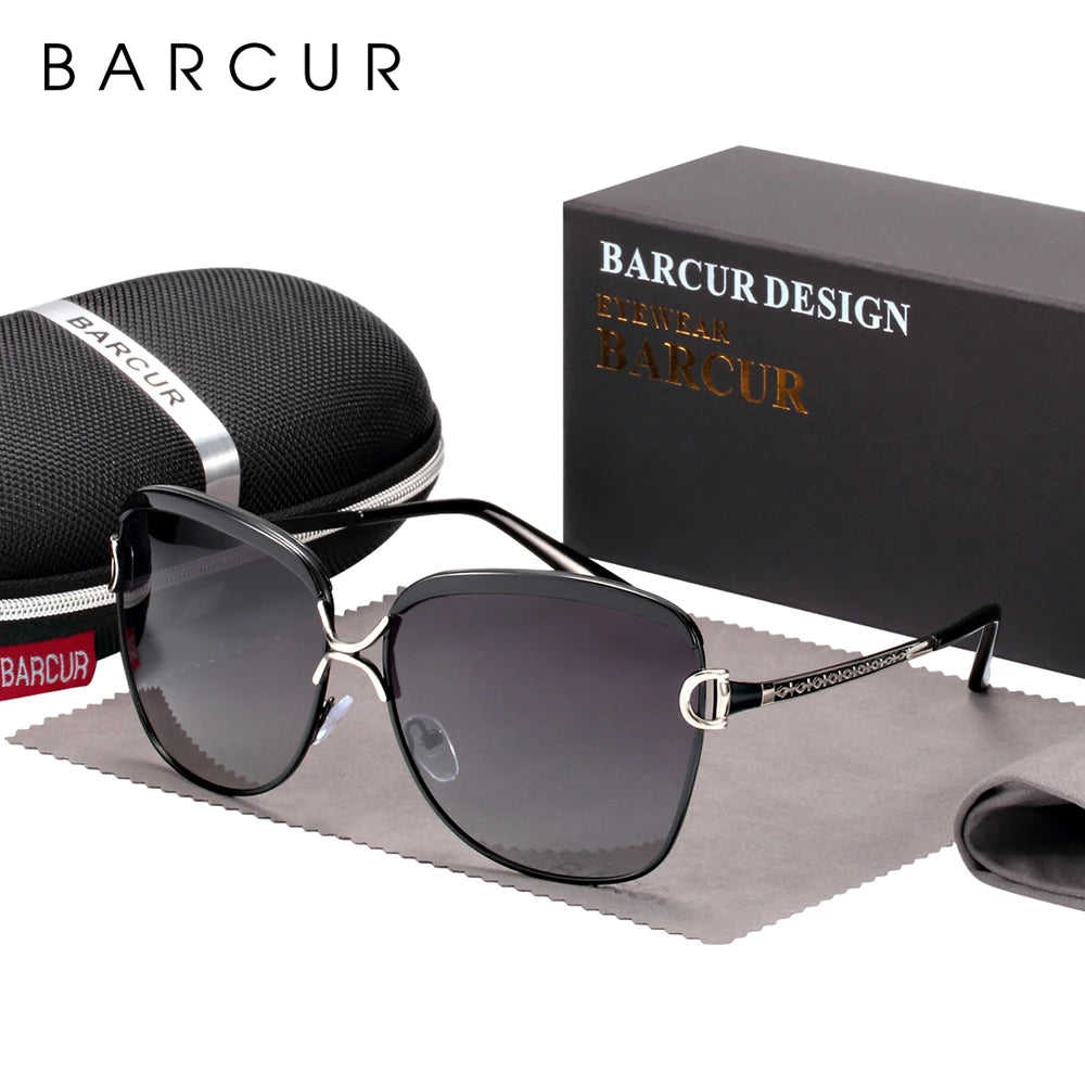 BARCUR Polarized Ladies Sunglasses Gradient Lens Round Design