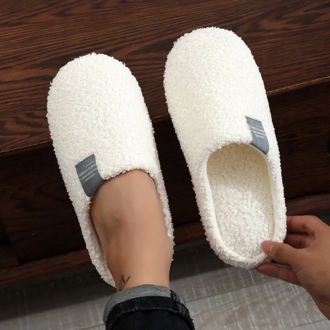 Couples Home Slippers Soft Fur Warm Indoor Flat Slides