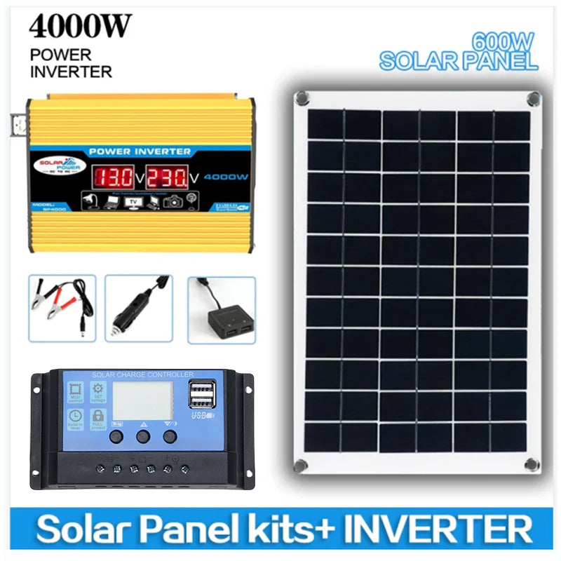 6000W Solar Inverter Kit with 600W Panel 12V Charging System