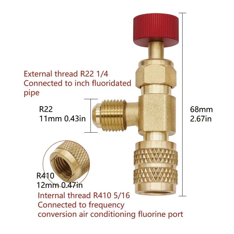 1 pieza de aire acondicionado más válvula de seguridad para líquido R410 R22, interruptor de mantenimiento de vacío de refrigerante, herramienta de detección R22