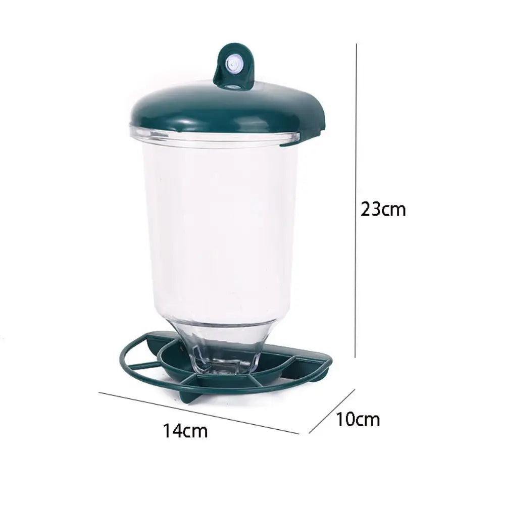 Plastic Bird Feeder Large Capacity Convenient Bird Hanging Food Dispenser with Suction Cup Transparent Bird Water Bowl Garden
