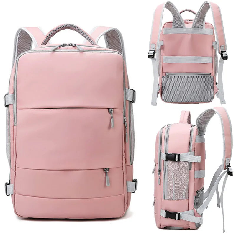 Travel Backpack Women Large Capacity Waterproof Anti-Theft Daypack with USB Charging Port and Luggage Strap