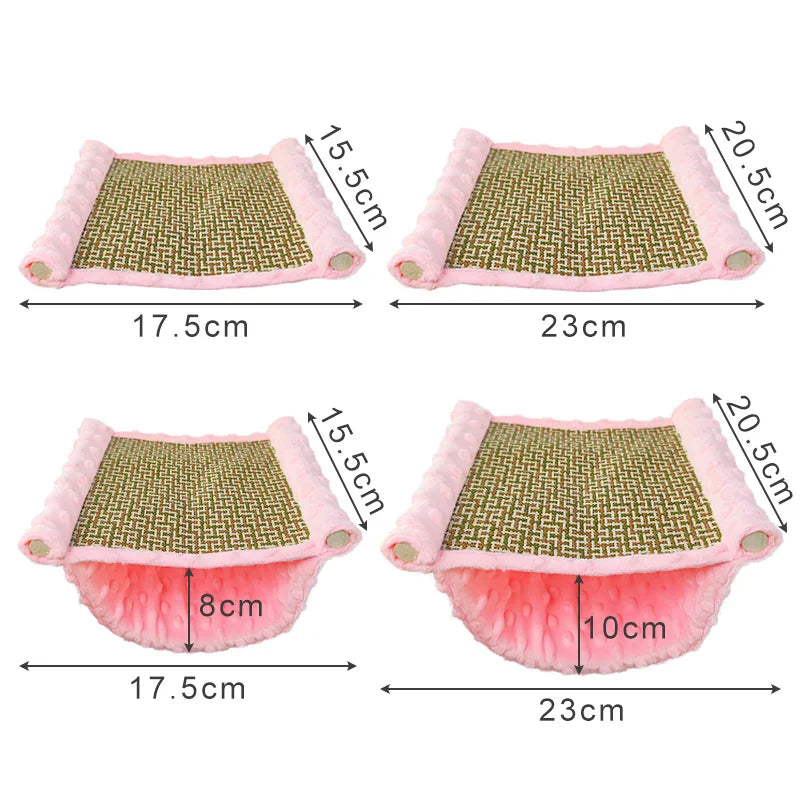 Warm Plush Bird Hammock Parrot Hanging Bed Rattan Bird Sleeping Bed Double Layer Parrot Hamster Hammock Small Pet Supplies