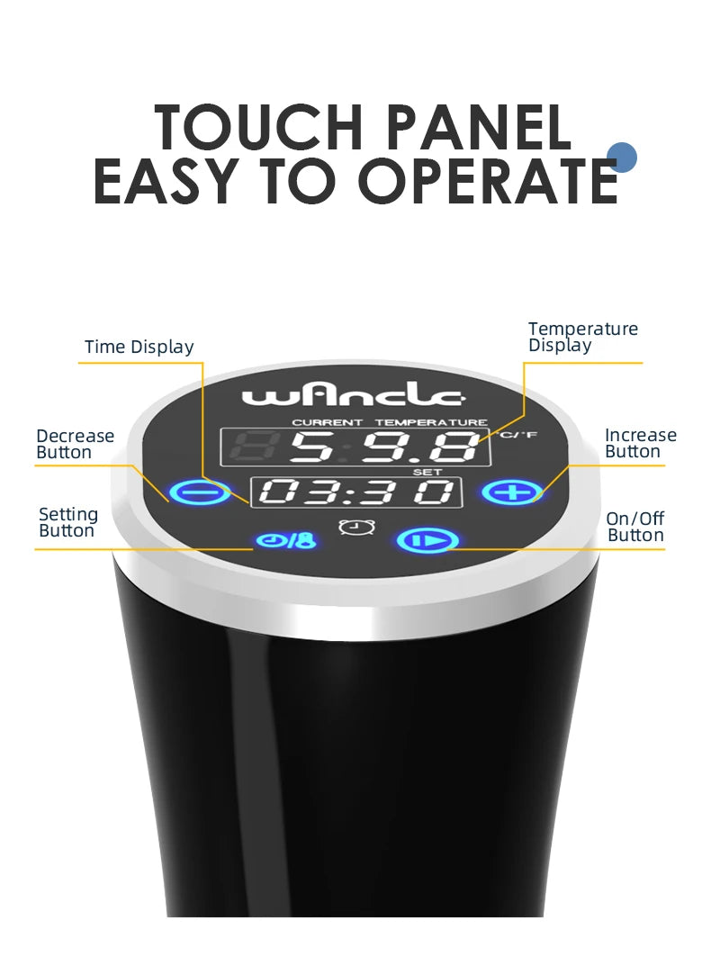 Wancle 1100W Sous Vide Cooker β Accurate Cooking with LCD Touch Control