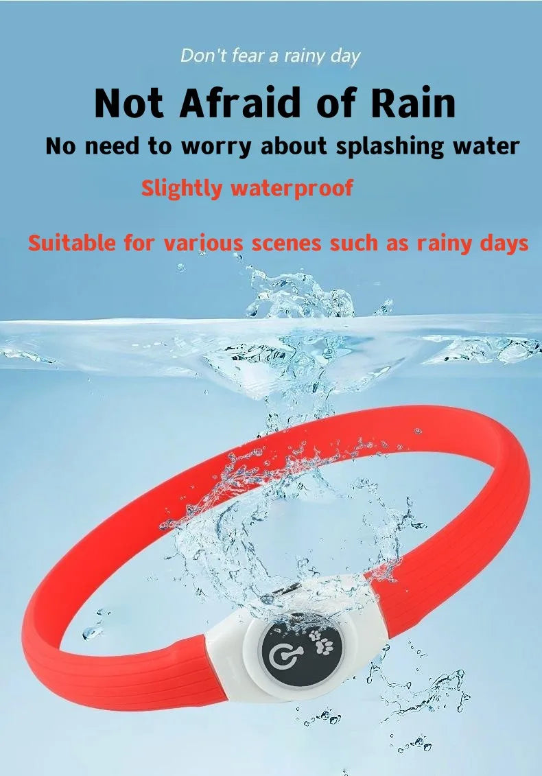 LED Luminous Dog Collar Waterproof USB Rechargeable Safety Light for Medium Large Small Dogs