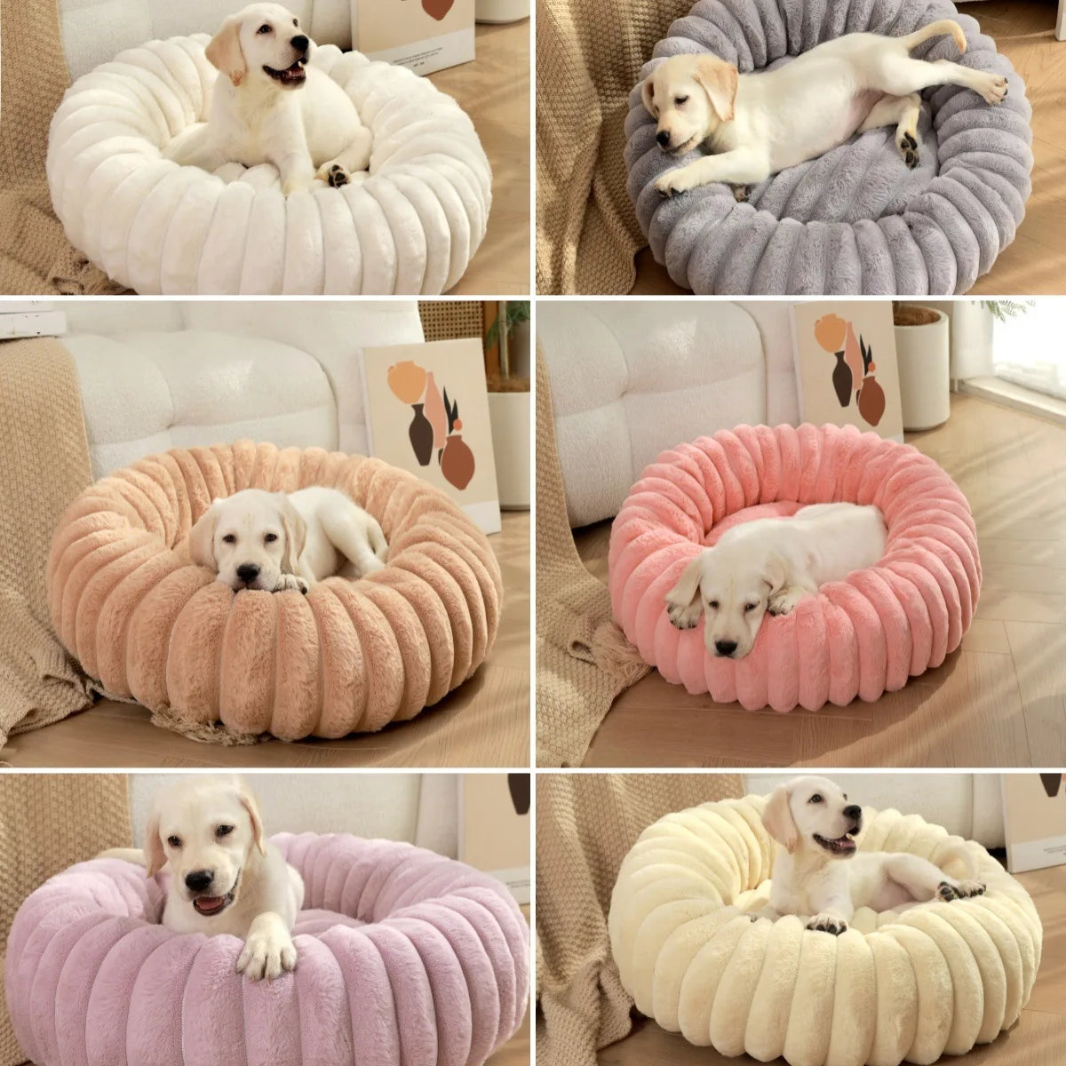 Round Pet Bed for Large Dog, Winter Warm Cat Sofa Bed Washable Large Dog Bed All Seasons Available