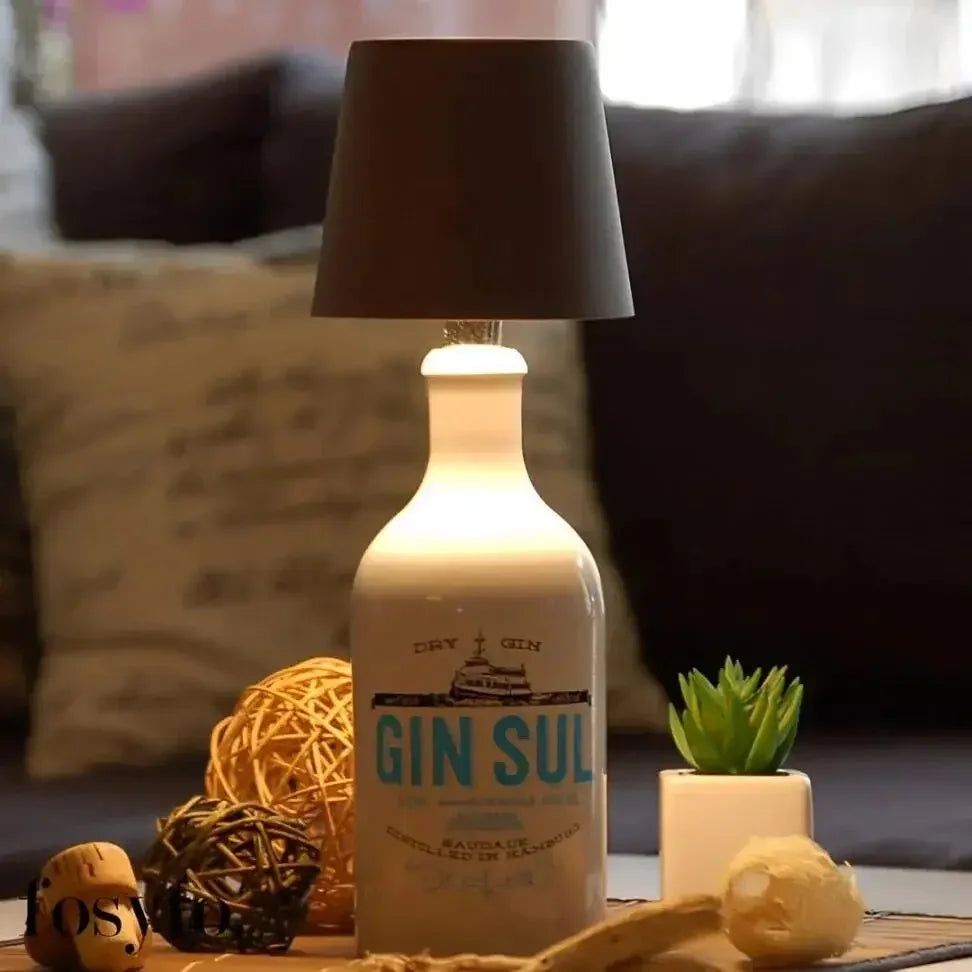 Wireless Bottle Table Lamp with Touch Control Three Color Options and Stepless Dimming for Home and Bar Ambiance