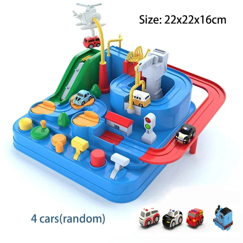 Racing Rail Car Model Educational Toy Set with Interactive Train Tracks for Children Adventure Game