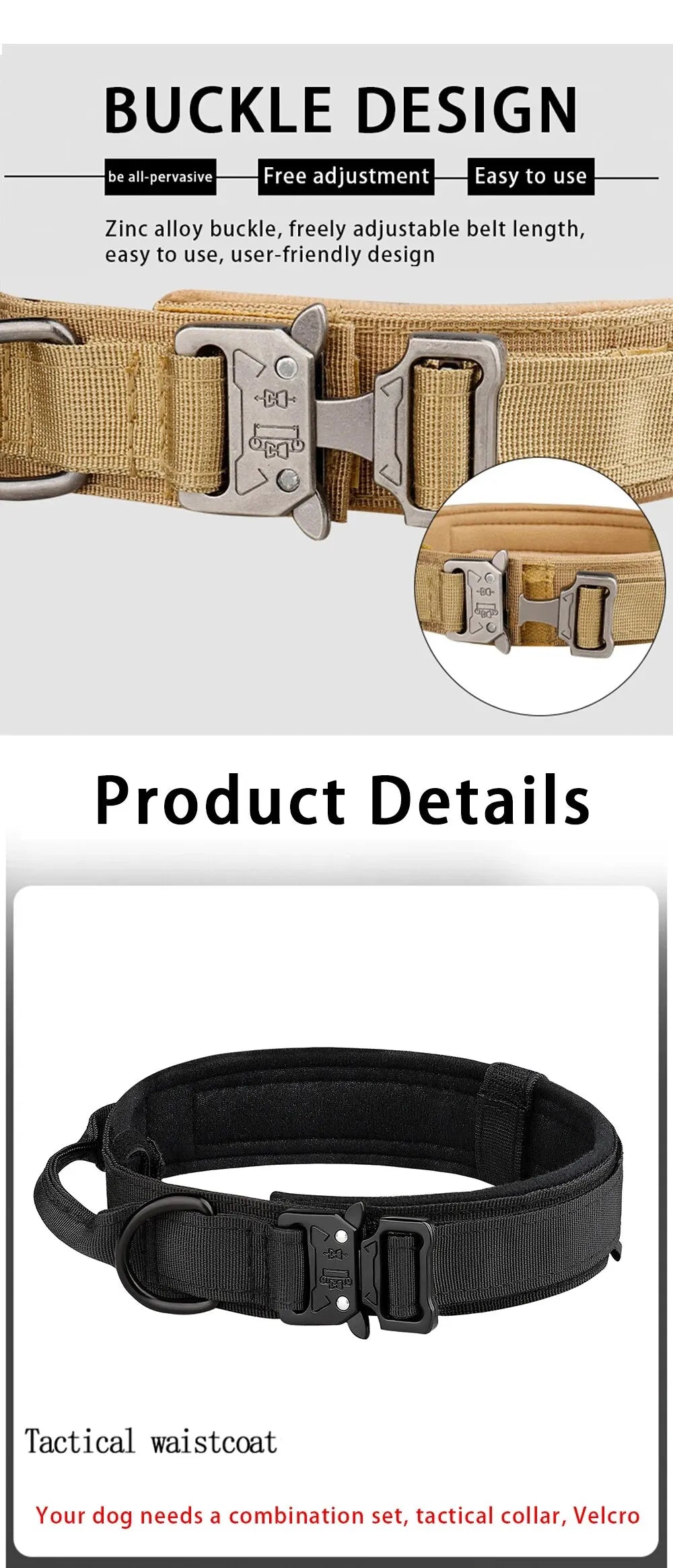 Pet Products Outdoor Tactical Dog Collar Nylon Metal Buckle for Medium and Large Dogs