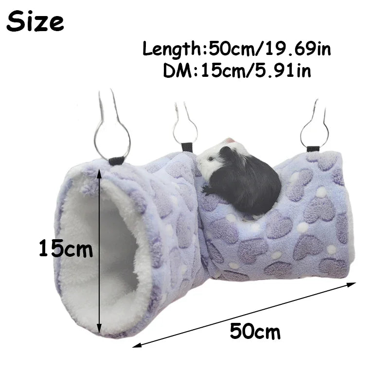 Plush Hamsters Playing Tunnels Heart Soft Cotton Winter Warm Nest for Ferret Guinea Pigs Squirrels Small Pet Toys Accessories