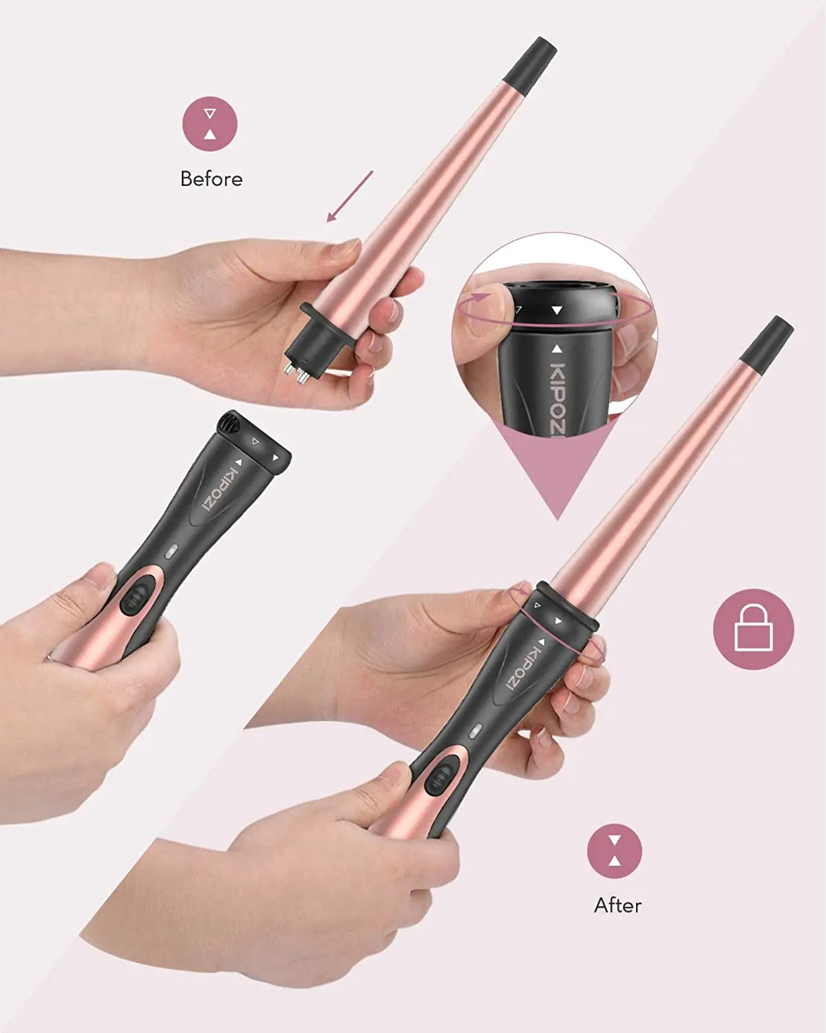 KIPOZI Professional Curling Iron 5-in-1 Hair Tools for Women