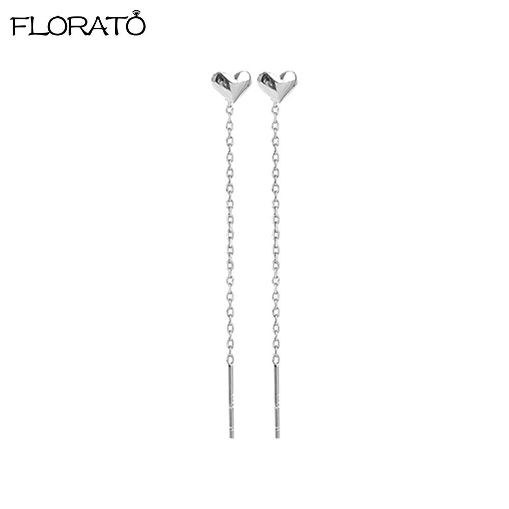 Charming 925 Sterling Silver Long Chain Threader Earrings for Women Fashion Jewelry