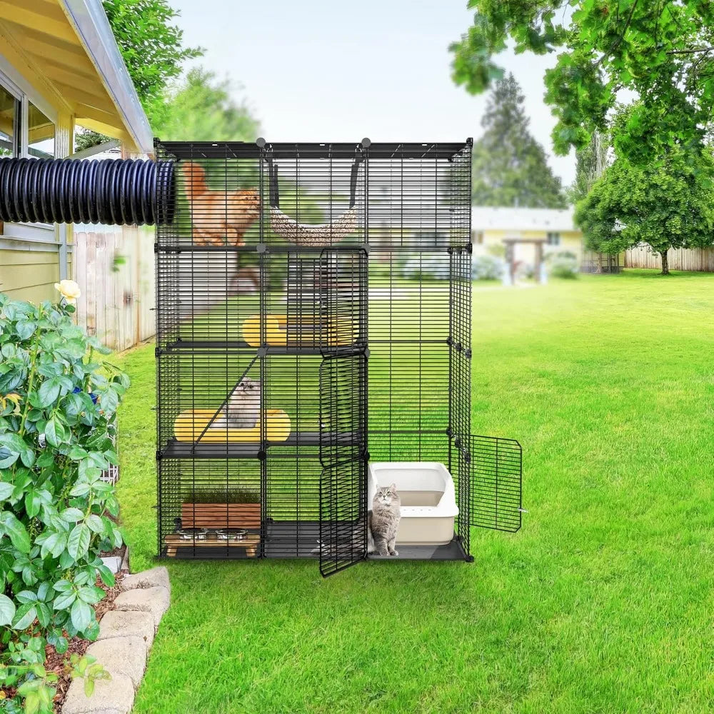 YITAHOME 4-Tier Indoor Cat Cage: Large Enclosure with Hammock DIY Metal Playpen for Small Pets, Puppies, Guinea Pigs, Ferrets, H