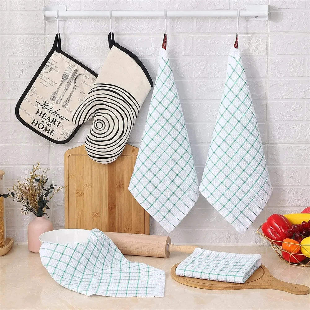 Olanly 100 Percent Cotton Kitchen Towel Super Absorbent Dishcloths for Home Cleaning and Washing Dishes