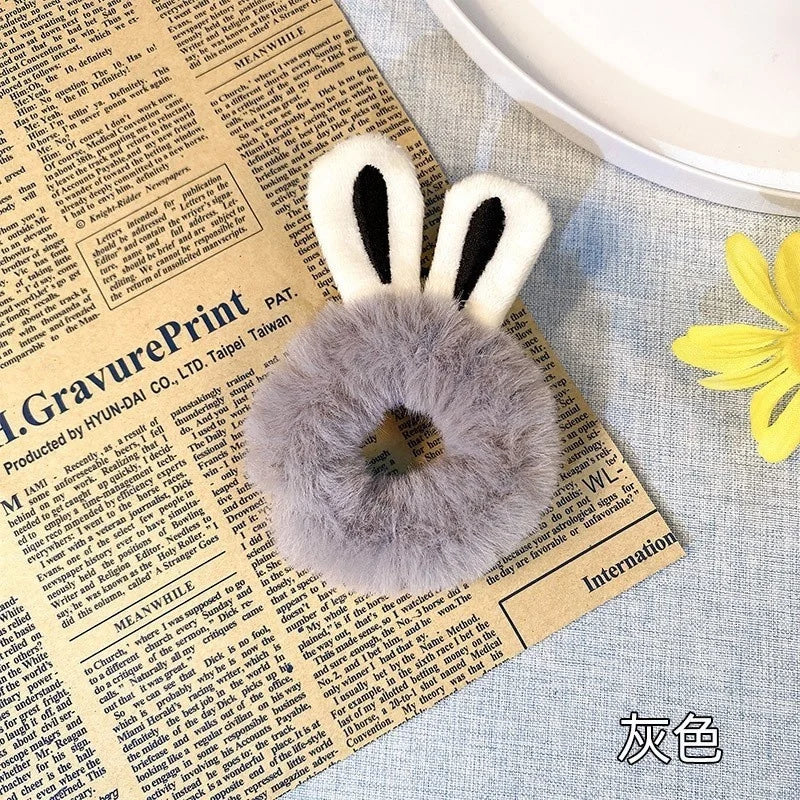1PC Girl Hair Accessories Plush Rabbit Ears Elastic Hair Rope