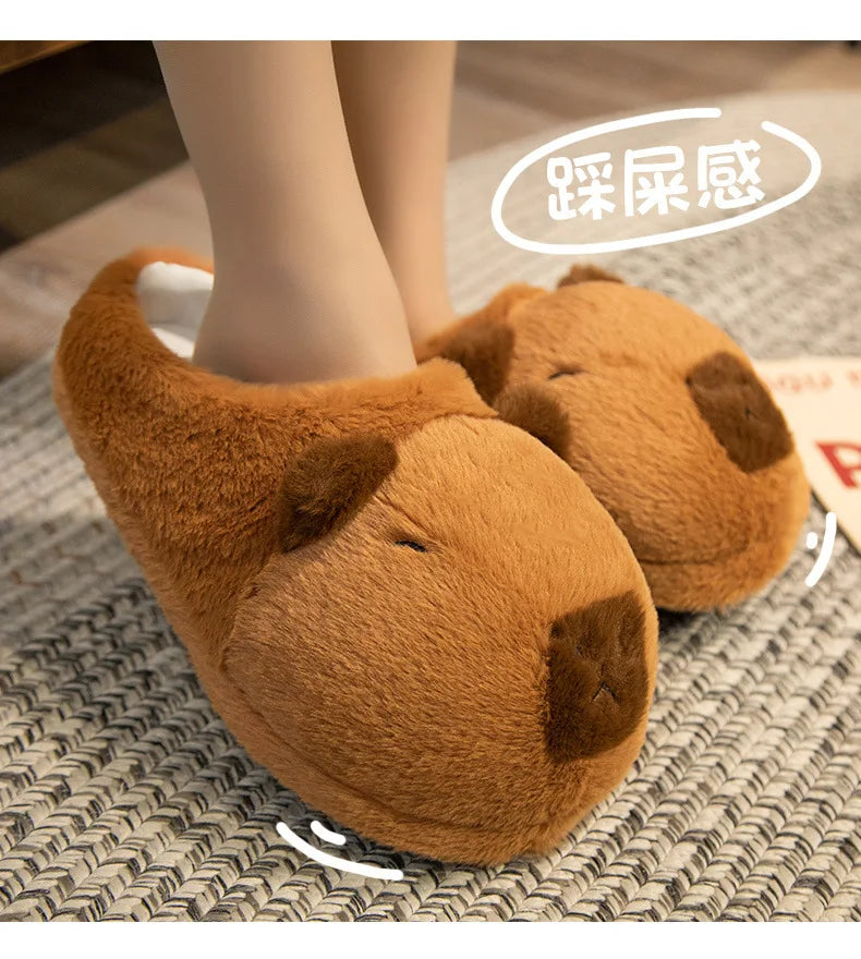 Cute Capybara Plush Slippers Soft Warm Indoor Shoes