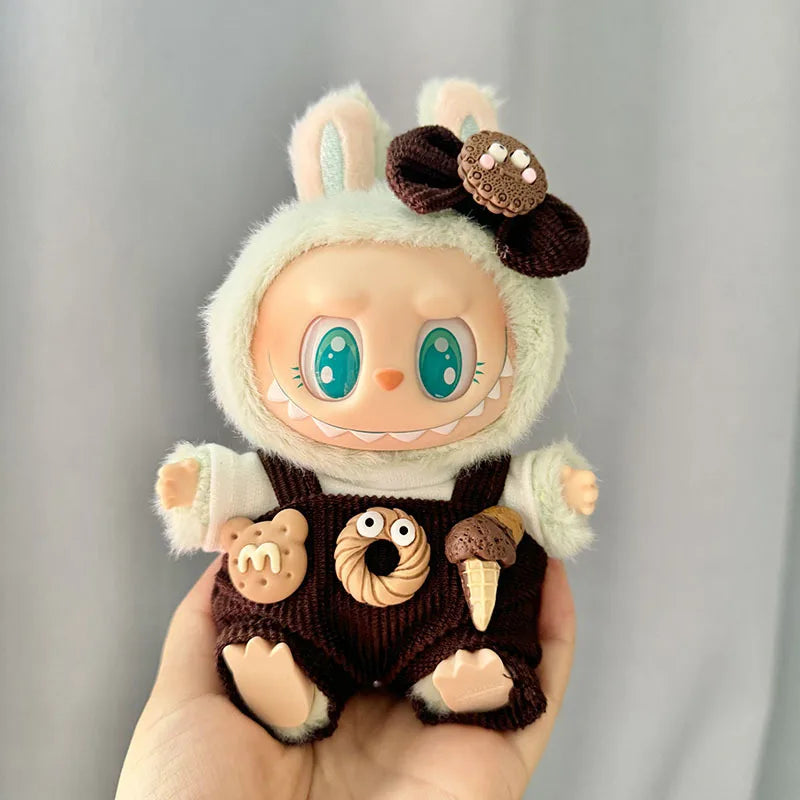 17cm Cute Mini Plush Doll Shark Onesie Clothes Outfit Accessories for Kpop Exo Labubu Dolls