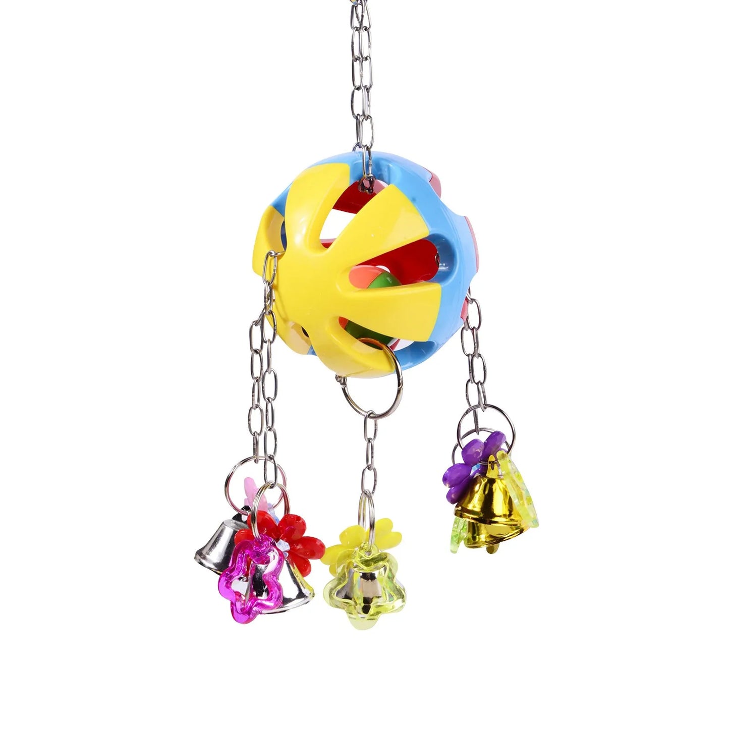 Bird Parrot Toy Colorful Bird Ball with Bell for Cage Bird Chew Toy Playing Training Ball Hanging Toy for Small Parakeets