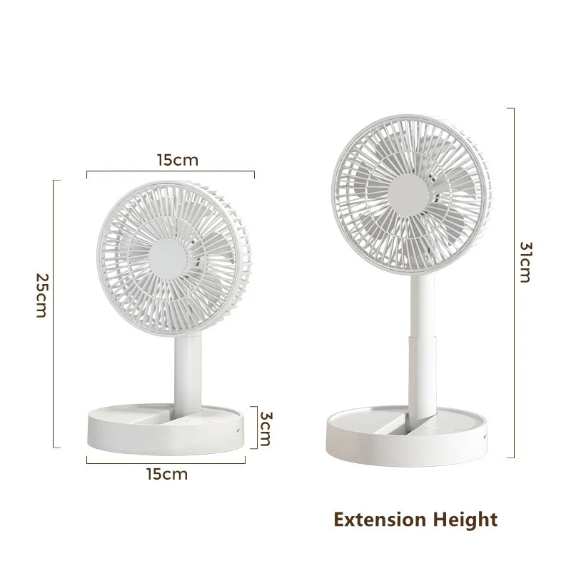 USB Foldable Fan with 4 Speeds and Timing for Indoor Outdoor Use