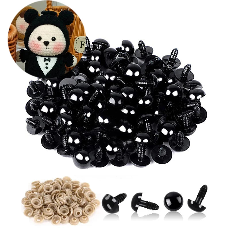 100pcs Plastic Safety Eyes 5-20mm for DIY Toys and Dolls