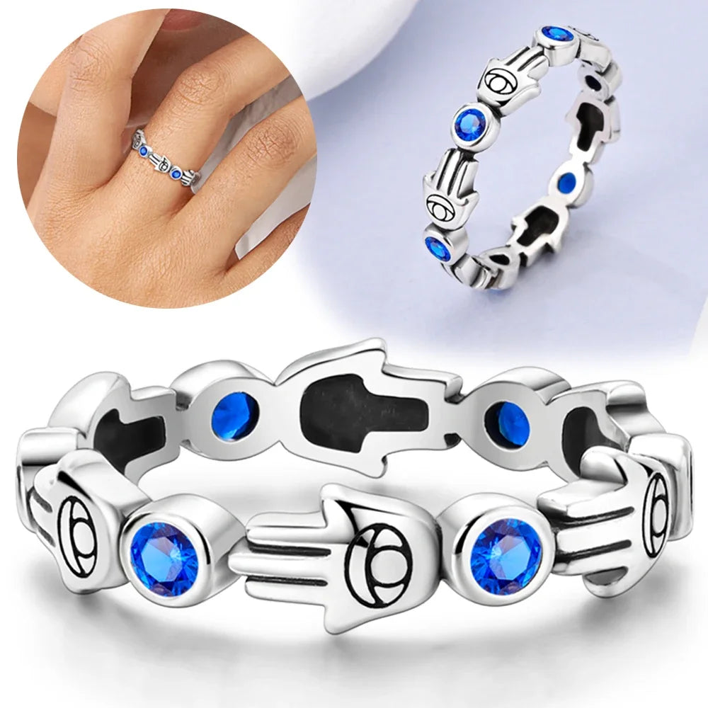 Original Sterling Silver 925 Ring Star Moon Rope Double Layer Gift