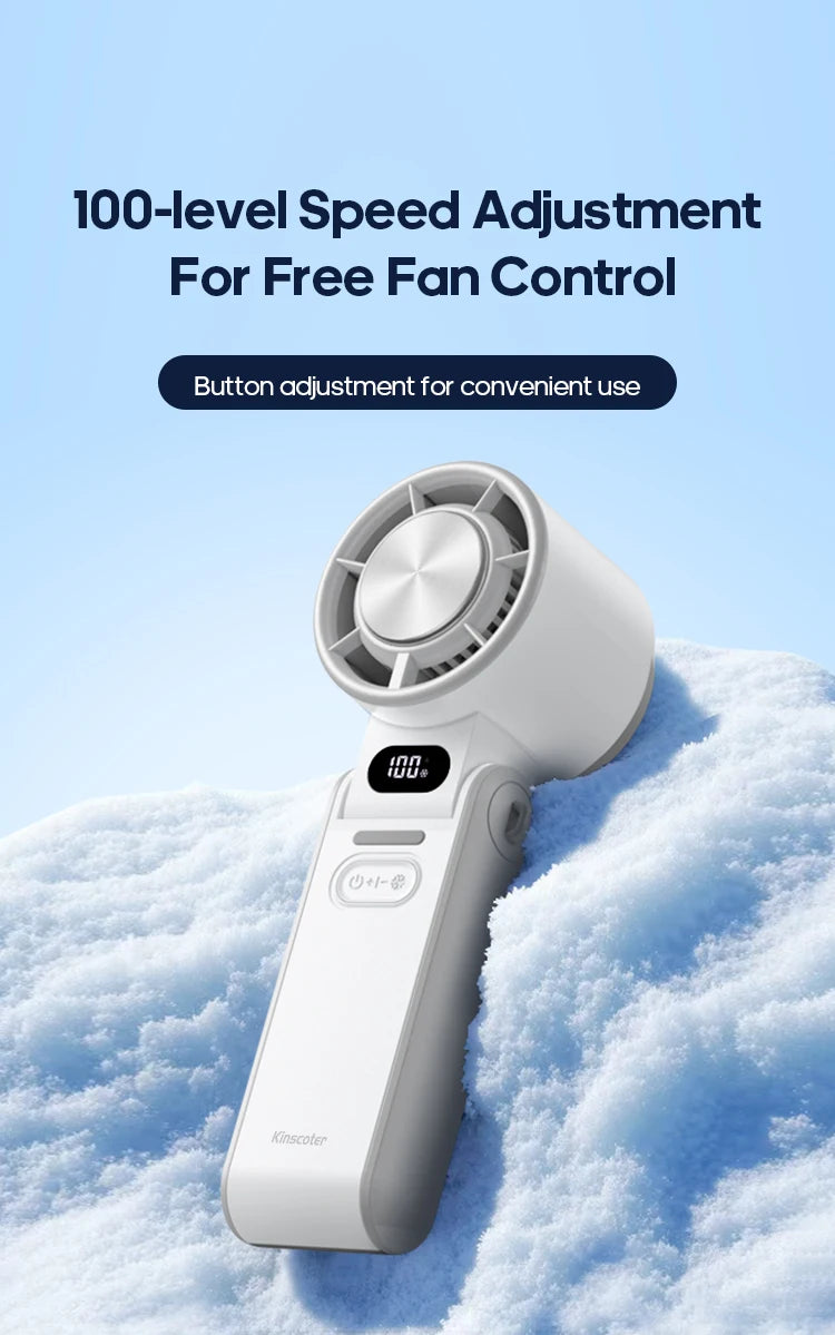 Foldable Handheld Turbo Fan – 3600mAh Rechargeable, 100-Speed Cooling for Outdoor Use
