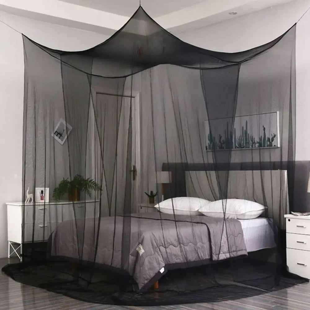 Mosquito Net Cotton Four-Door Canopy for King/Queen Bed