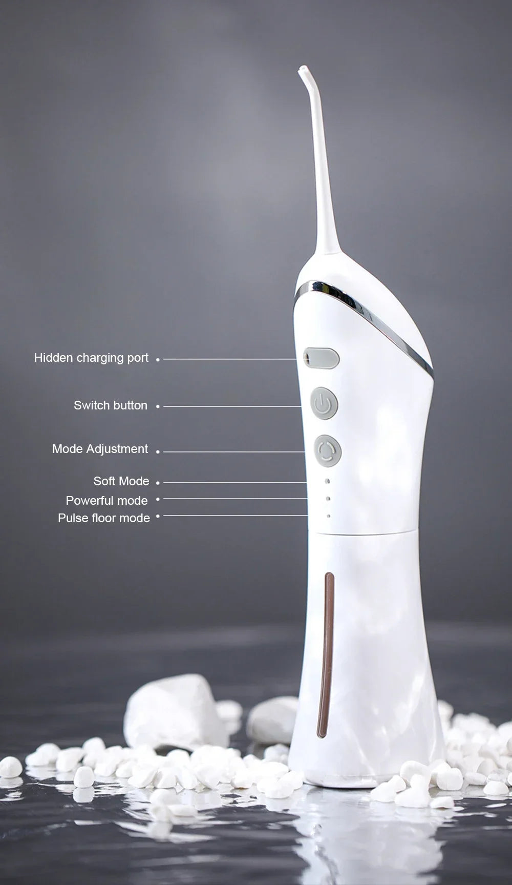 Electric Tooth Flosser High Pressure Jet USB Rechargeable Oral Irrigator with Whitening Technology