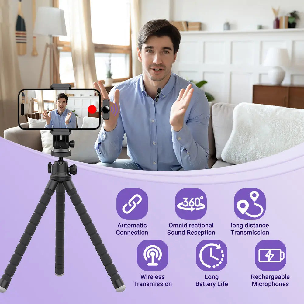 Basix Mini Lavalier Microphone Portable Wireless for iPhone Android