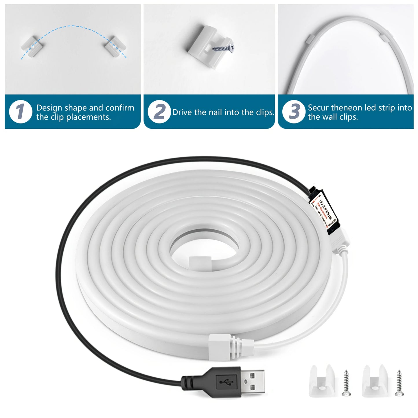 Smart LED Strip Lights RGB Neon Sign Tape USB Bluetooth App Remote Control Flexible Backlight Gaming Room Decor