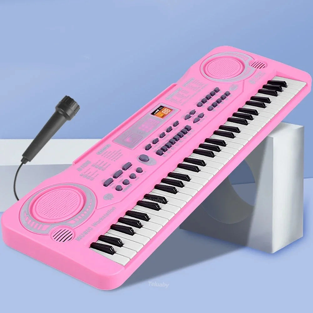 Chriyungel Kids Electronic Piano Keyboard with Microphone 61 Keys or 37 Keys Musical Instrument Toy for Beginner Children