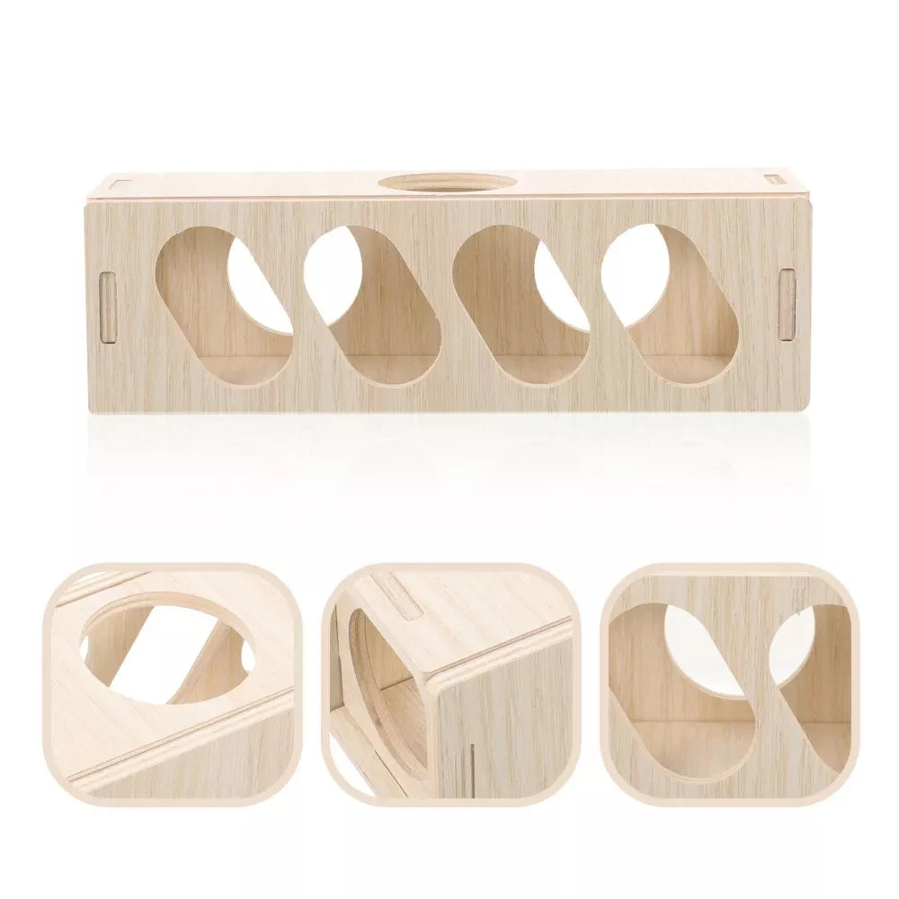 1 pc Wooden Hamster Tunnel Escape Toy Maze Hideout Tube Chew Toys Teeth Grinding Toys for Small Animal Pet Hamsters Guinea Pigs