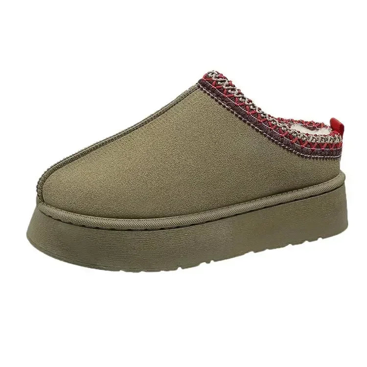 Women's Wool Slippers Warm Sheepskin Platform Shoes 2024