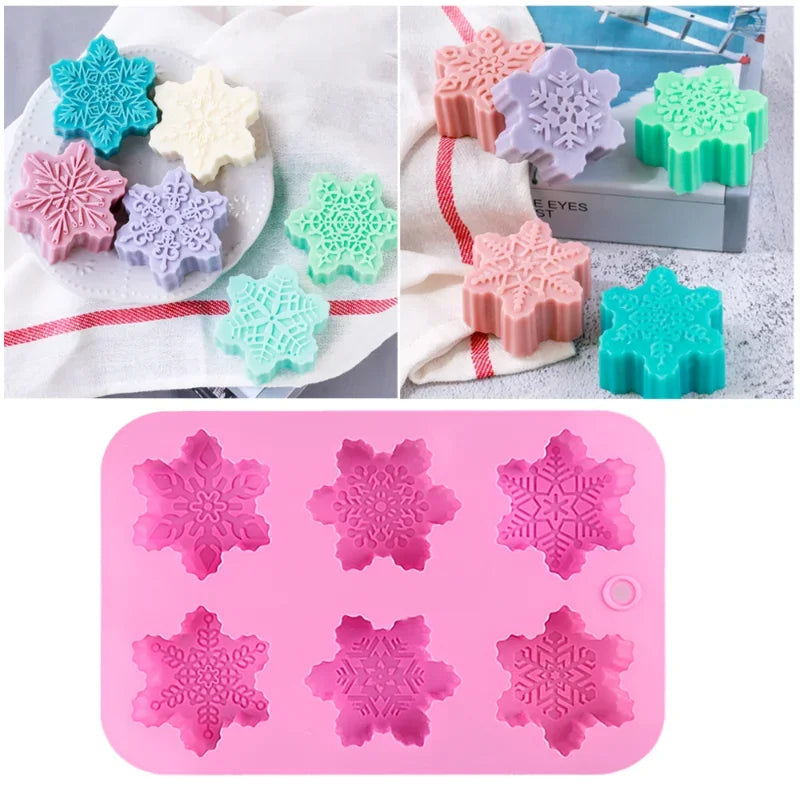 3D Christmas Snowflake Silicone Candle Molds for DIY Soap and Cake Decor