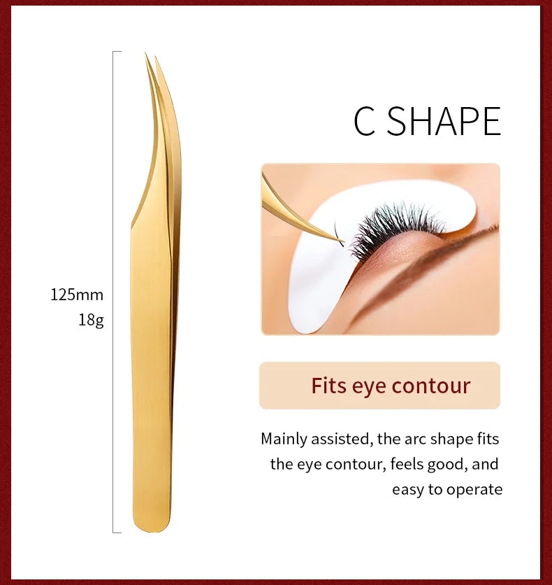 6 Piece False Eyelash Tweezers Set for Precision Lash Application Eyebrow Grooming and Nail Art Tools