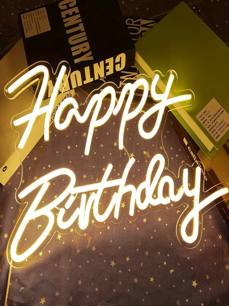 Happy Birthday Neon Sign Dimmable LED Wall Decor Light