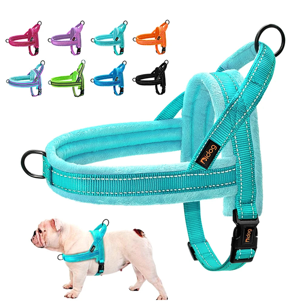 Warm Dog Harness Vest for Winter Soft Padded Adjustable Pet Training Harness for Small Large Dogs Bulldogs and Pugs