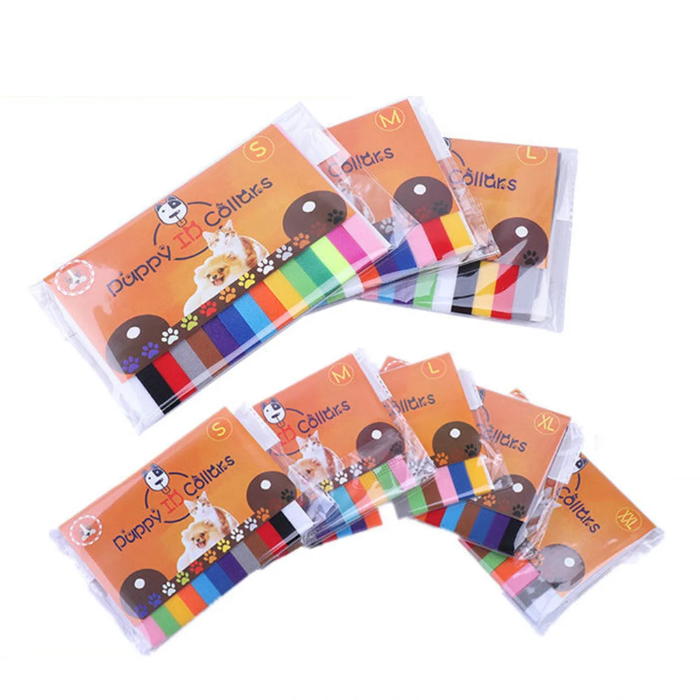 12PCS Adjustable Nylon Pet ID Collars - Color-Coded Newborn Puppy & Kitten Identification Set