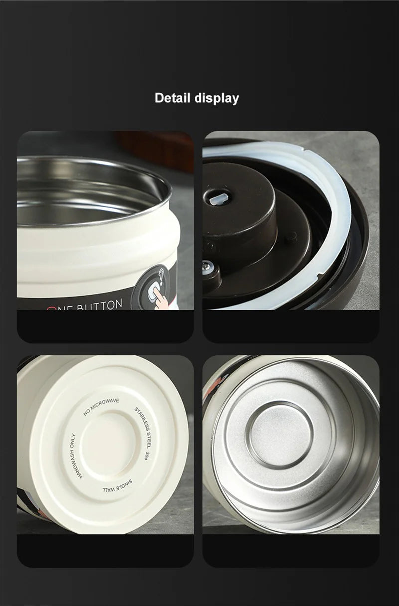 Coffee Bean Vacuum Sealed Canister 304 Stainless Steel Press Type Storage for Grains Tea and Nuts Kitchen Crisper Box