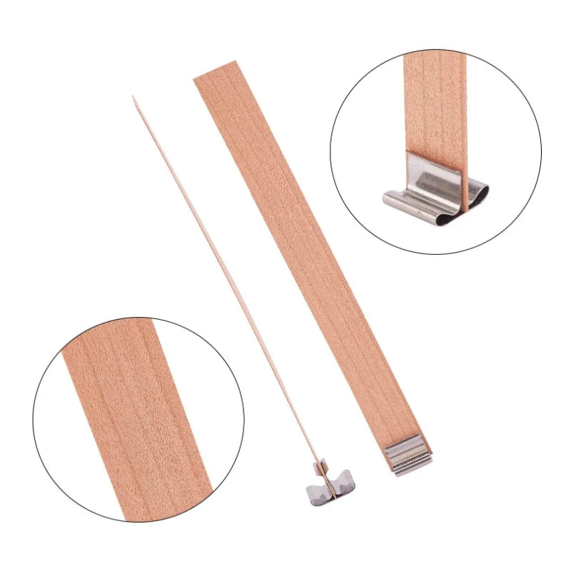30/50pcs Wooden Candle Wick Set With Clip Base For DIY Candles