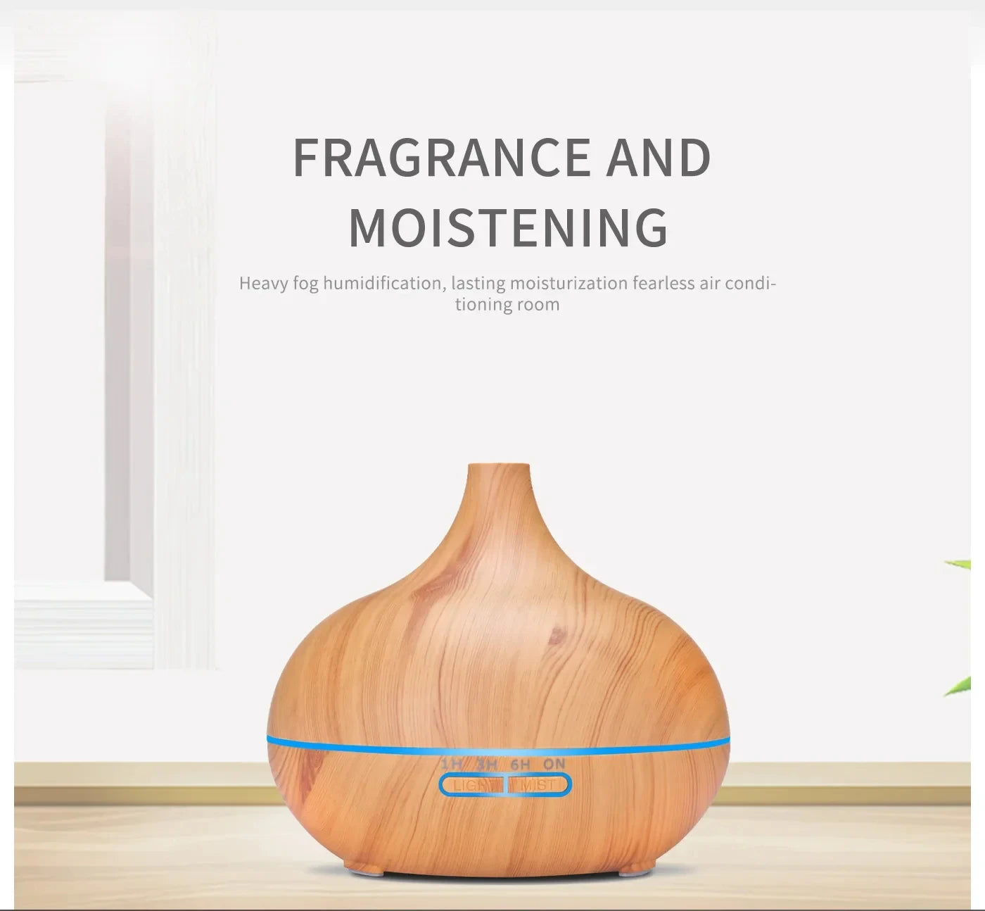 Air Humidifier Aromatherapy Essential Oil Diffuser 500ml Wood Grain Ultrasonic Remote Control 7 Color Lights