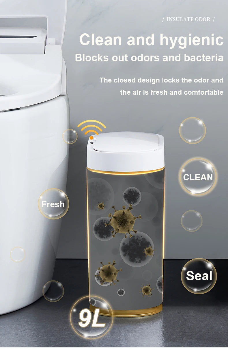 Automatic Sensor Trash Can 7L 9L Stylish Roman Striped Design Hands-Free Induction Garbage Bin for Kitchen and Bathroom