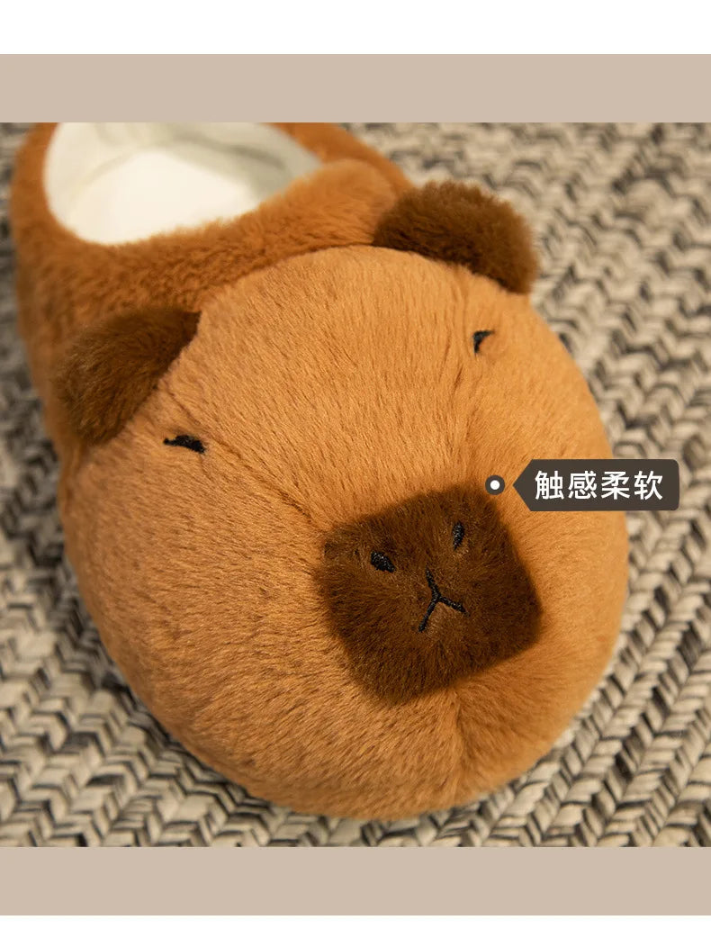 Cute Capybara Plush Slippers Soft Warm Indoor Shoes